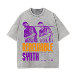 Synth Streetwear Brutalism Graphic Stone Wash Tee-INNBLAC Fashion Apparel