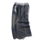 Elastic Waistband Wide Leg Denim Pants