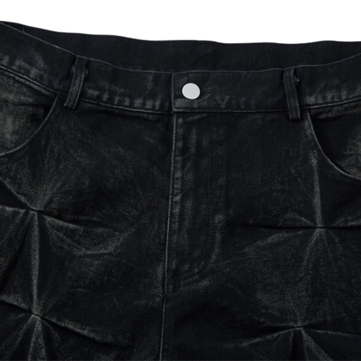 Men's Tie-Dye Denim Pants Heavy Pleated Distressed Loose Wide Leg