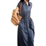 Cap Sleeve Relaxed Denim Midi Dress