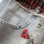 Smoke Rise Double Waistband Doll Print Ripped Jeans