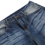 Washed Blue Distressed Micro Flare Vintage Denim Jeans