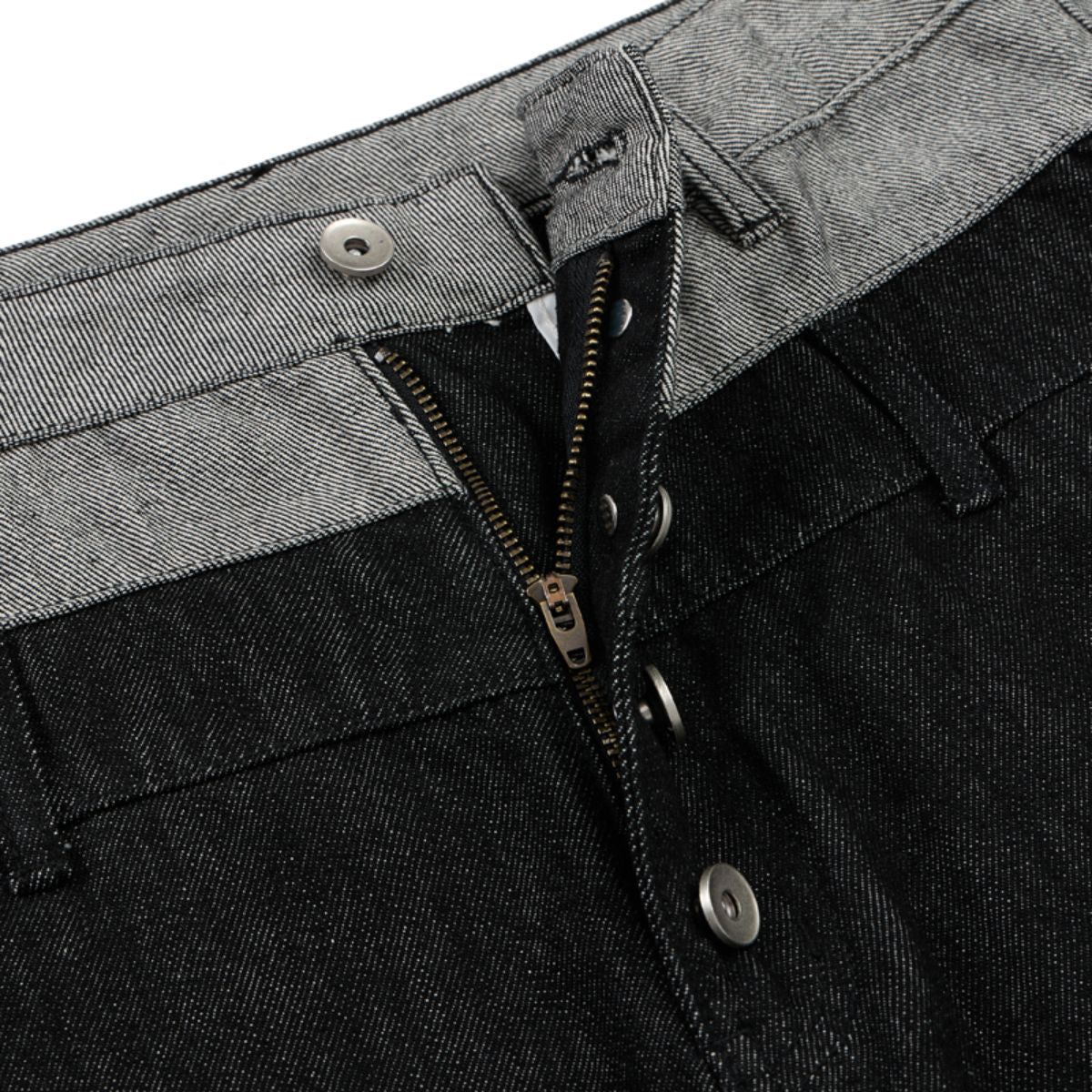 Two‑Tone Waistband Black Wide‑Leg Denim Jeans