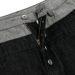 Two‑Tone Waistband Black Wide‑Leg Denim Jeans