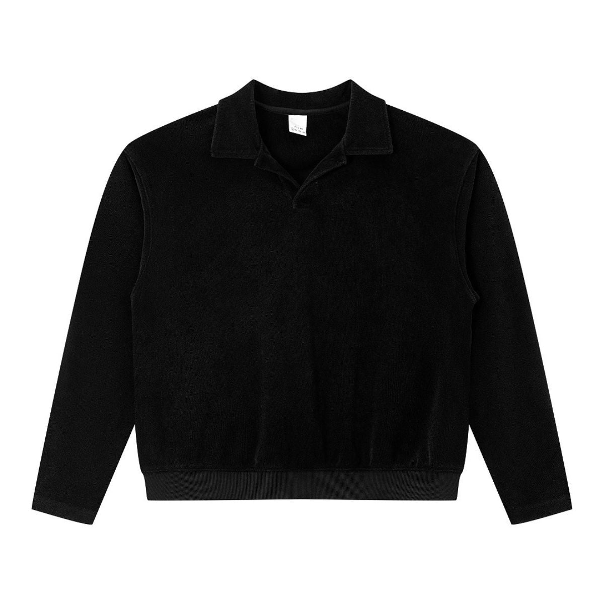 Retro Terry Cloth Polo Collar Sweatshirt