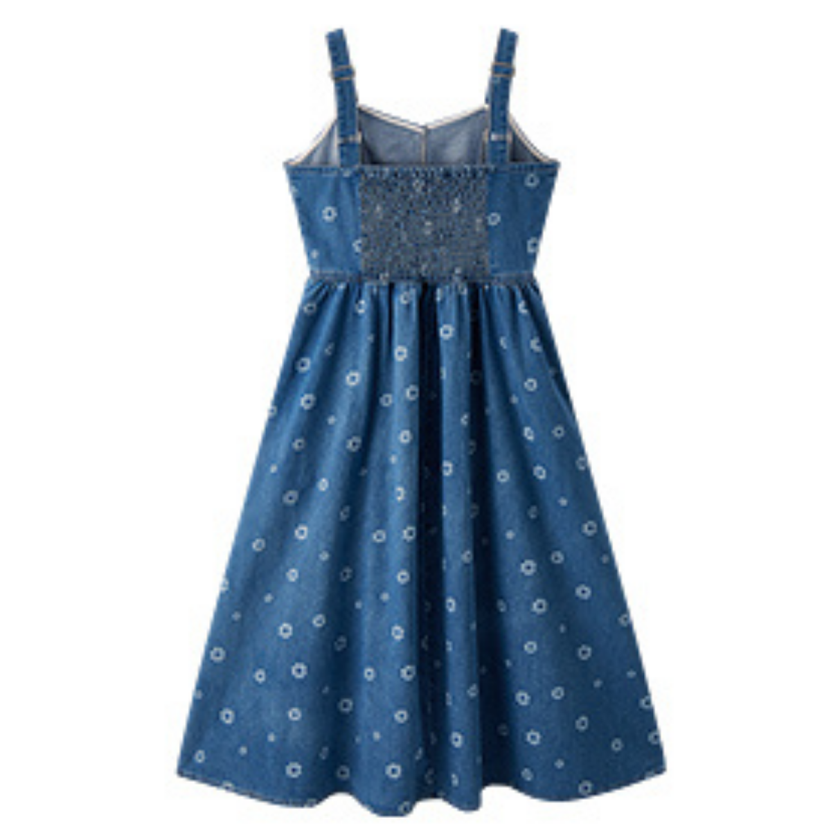 Floral Print A-Line Denim Midi Dress