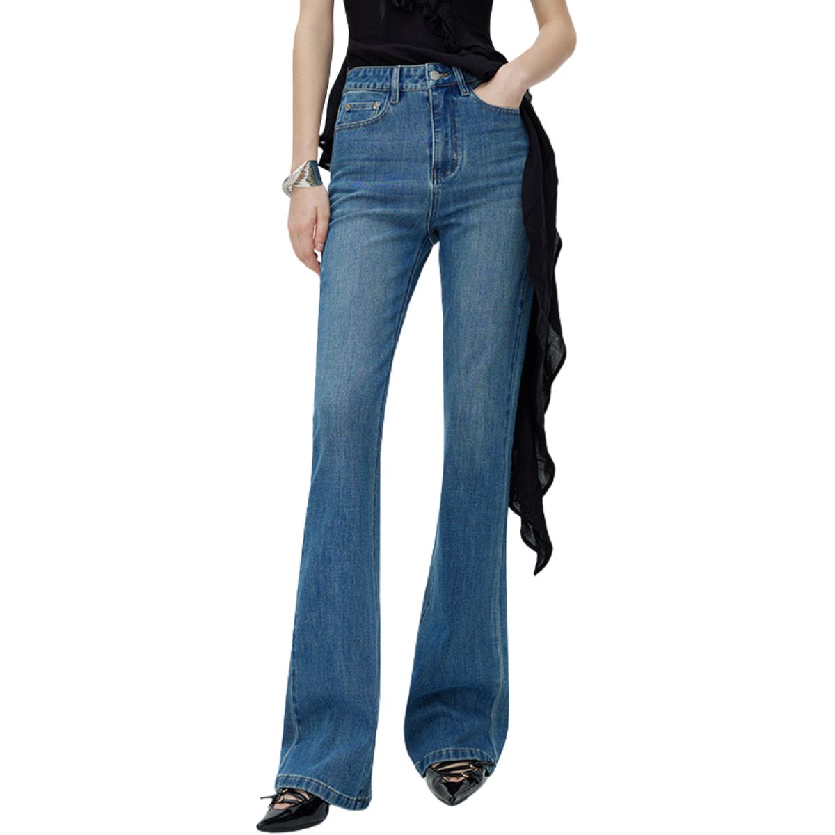 Risen Women's High-Rise Stretch Flare Jeans