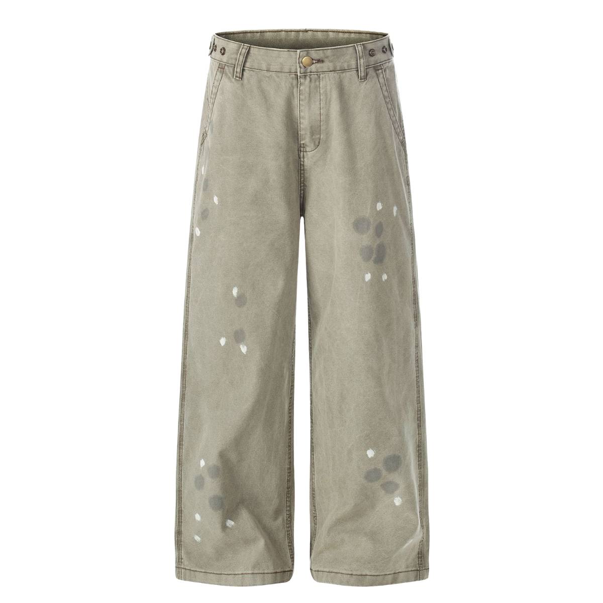 Faded Splatter-Wash GradientBaggy Wide-Leg Cargo Pants