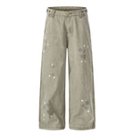 Faded Splatter-Wash GradientBaggy Wide-Leg Cargo Pants