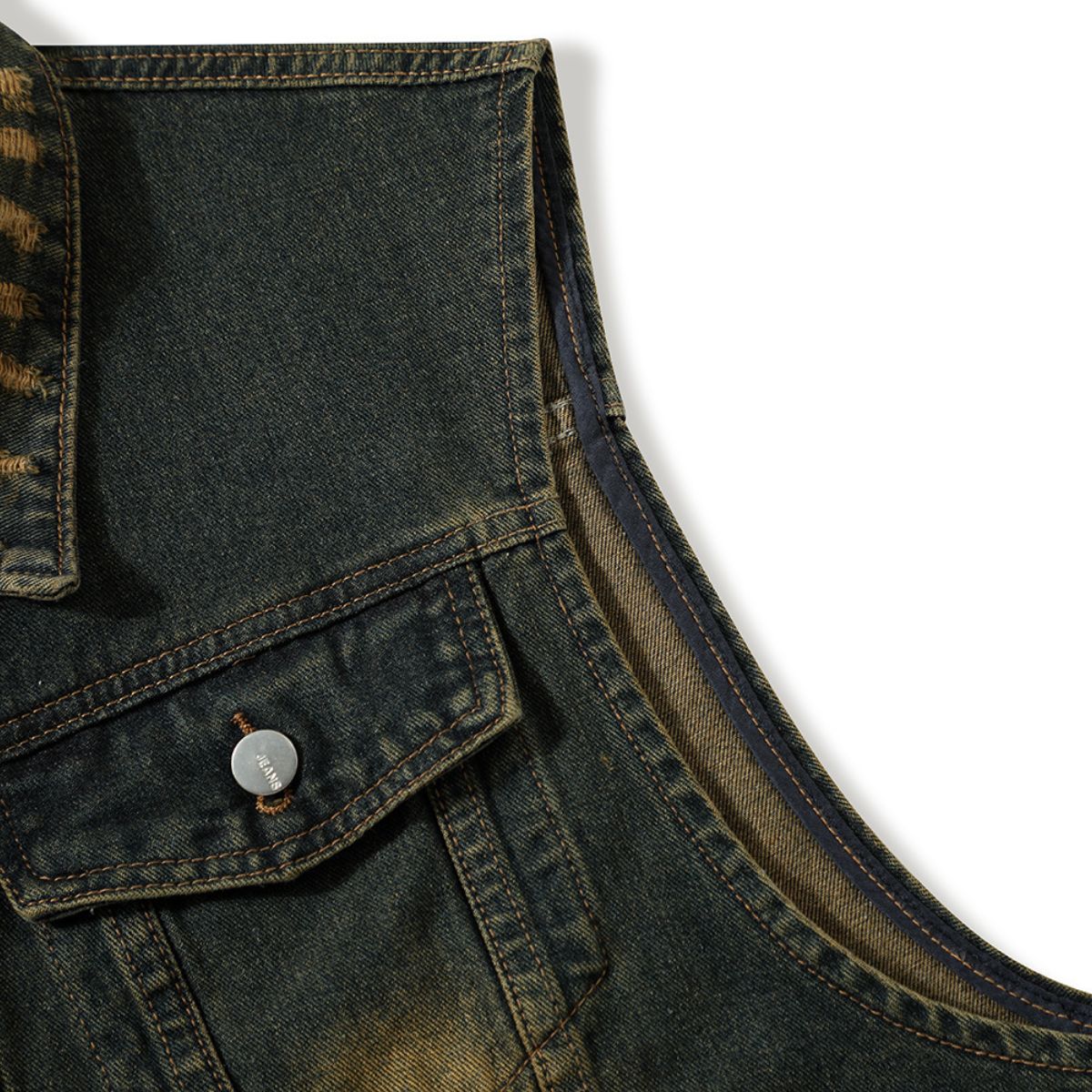Raw Hem Distressed Denim Cropped Vest
