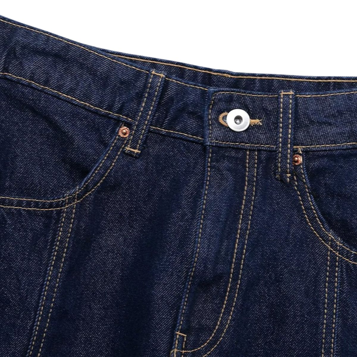 Falda vaquera con bordado de perlas y lavado vintage