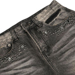 Trendy Metal Stud Embellished Relaxed Fit Jeans