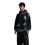 Distressed Edge Painted Graphic Washed Hoodie