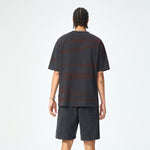 Stripe Tie-Dye Distressed Edge Tee 7.5oz