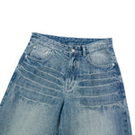 Medium Blue 3D-Whisker Baggy Jeans