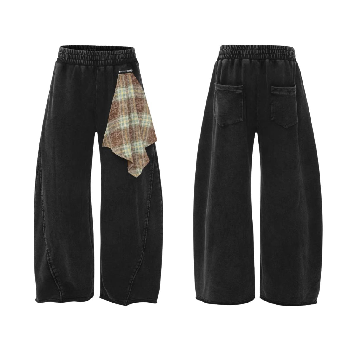 Distressed Vintage Patch Baggy Curved Denim Pants
