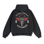 Custom Motorcycle Graphic Double Slider Zip Hoodie-INNBLAC Fashion Apparel