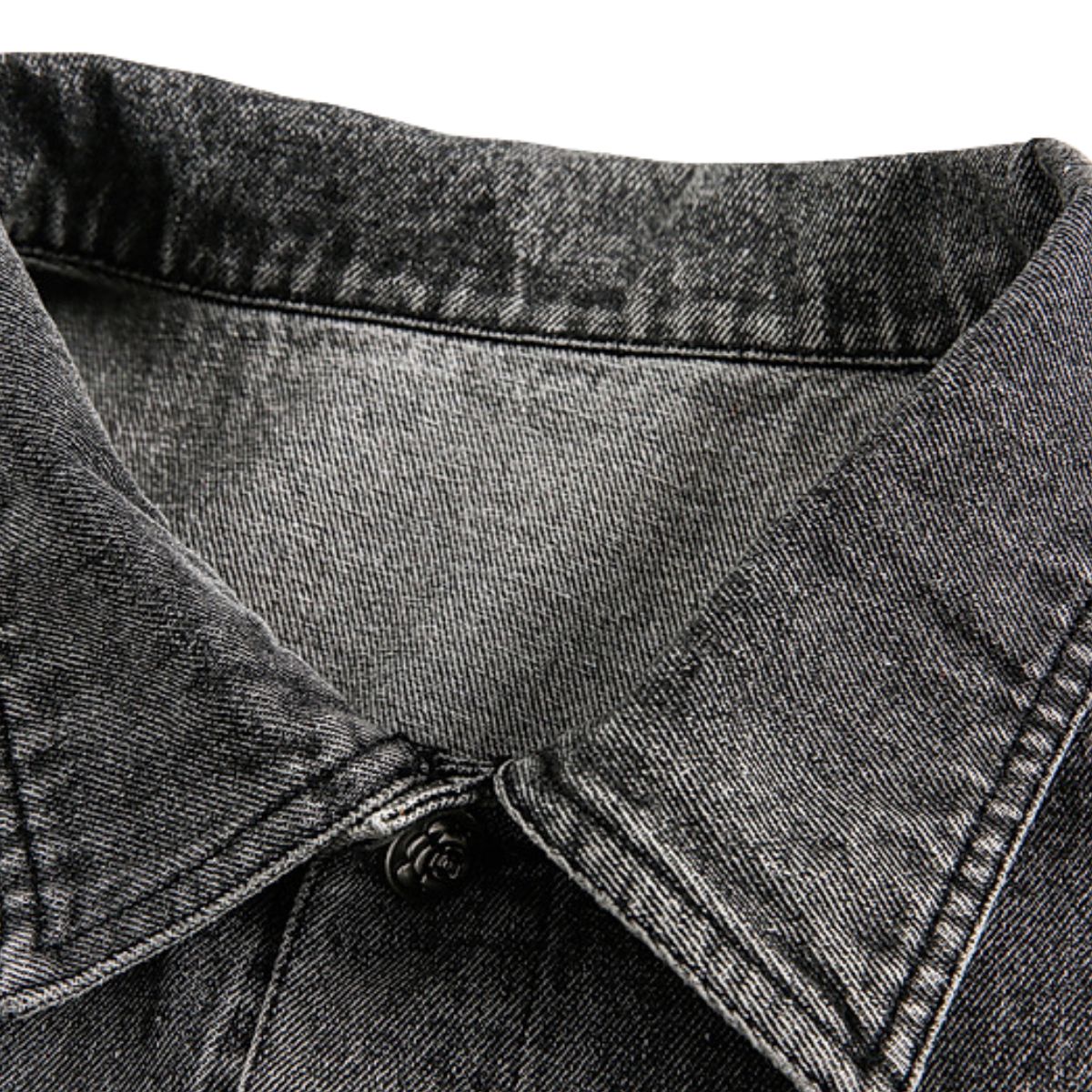 Stitched Diamond Design Relaxed Water-washed Denim Work Jacket