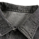 Stitched Diamond Design Relaxed Water-washed Denim Work Jacket