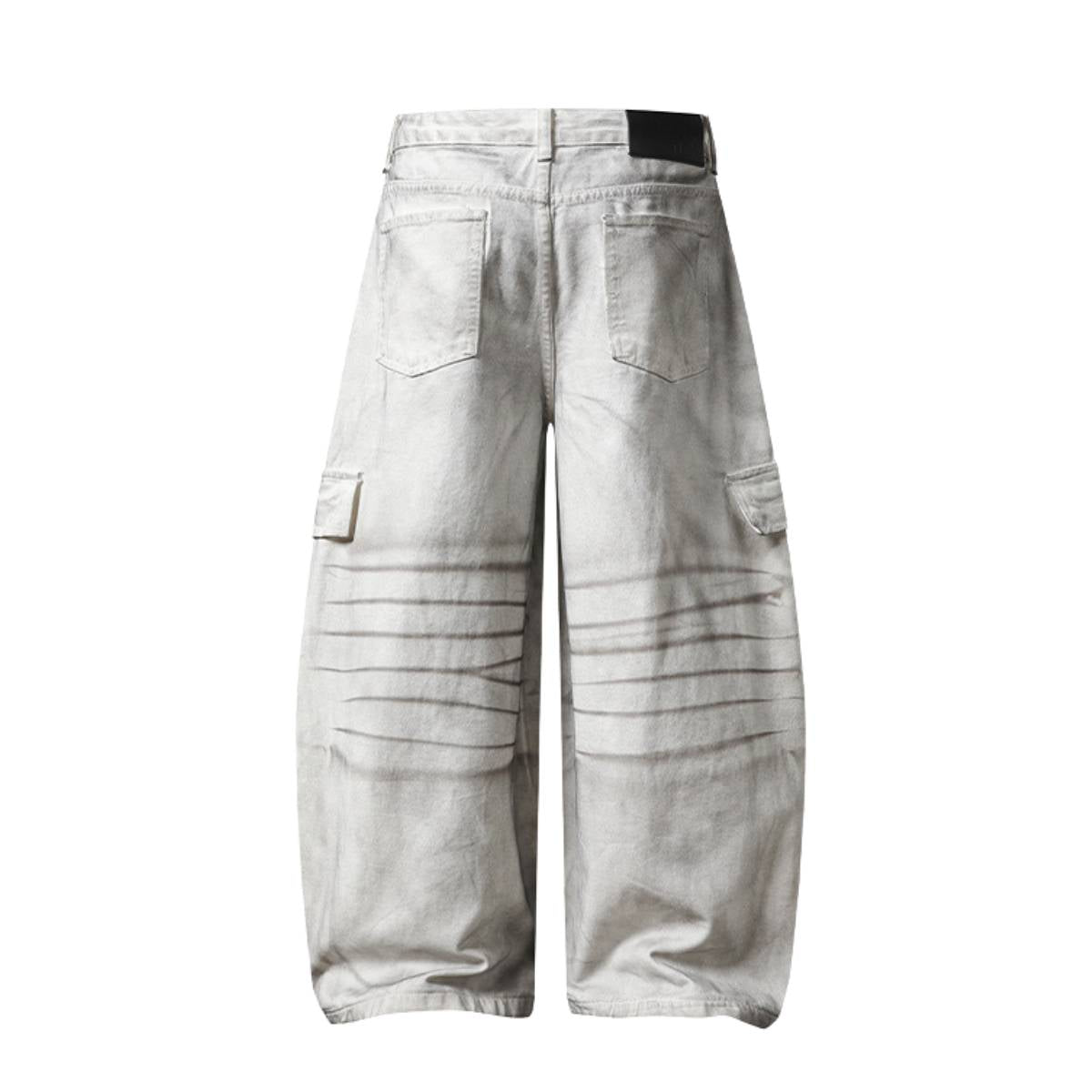 Vintage Wash Star Pattern Baggy Straight Leg Cargo Jeans