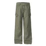 Washed Solid Wide Relaxed Workwear Pants