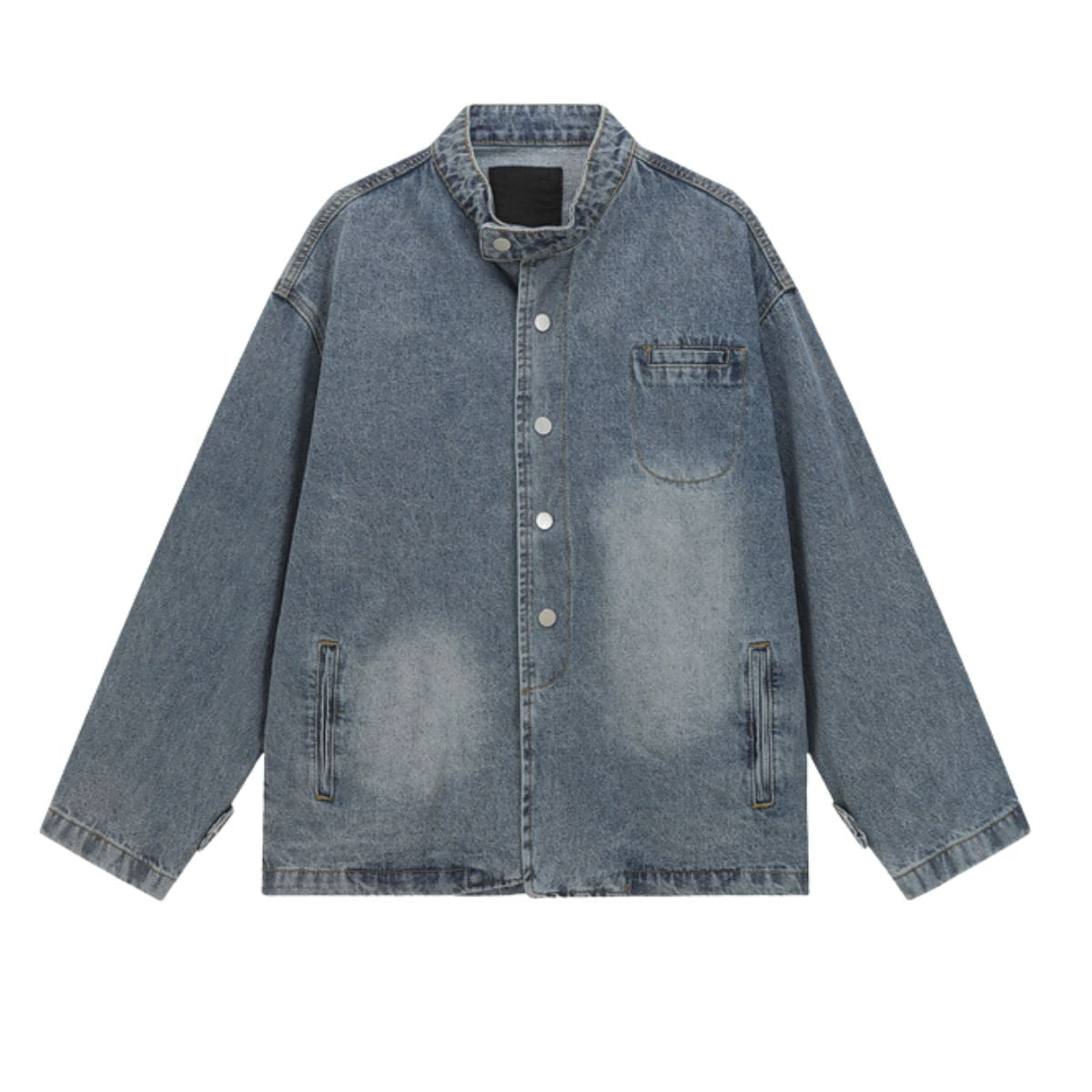 Heavy Washed Distressed Retro Simple Casual Denim Jacket