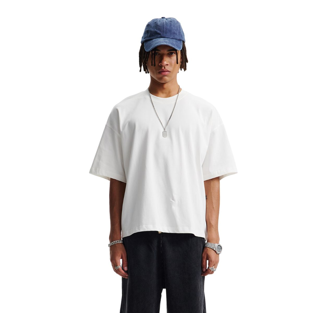 Camiseta cuadrada de color sólido de peso pesado de 8.25 oz