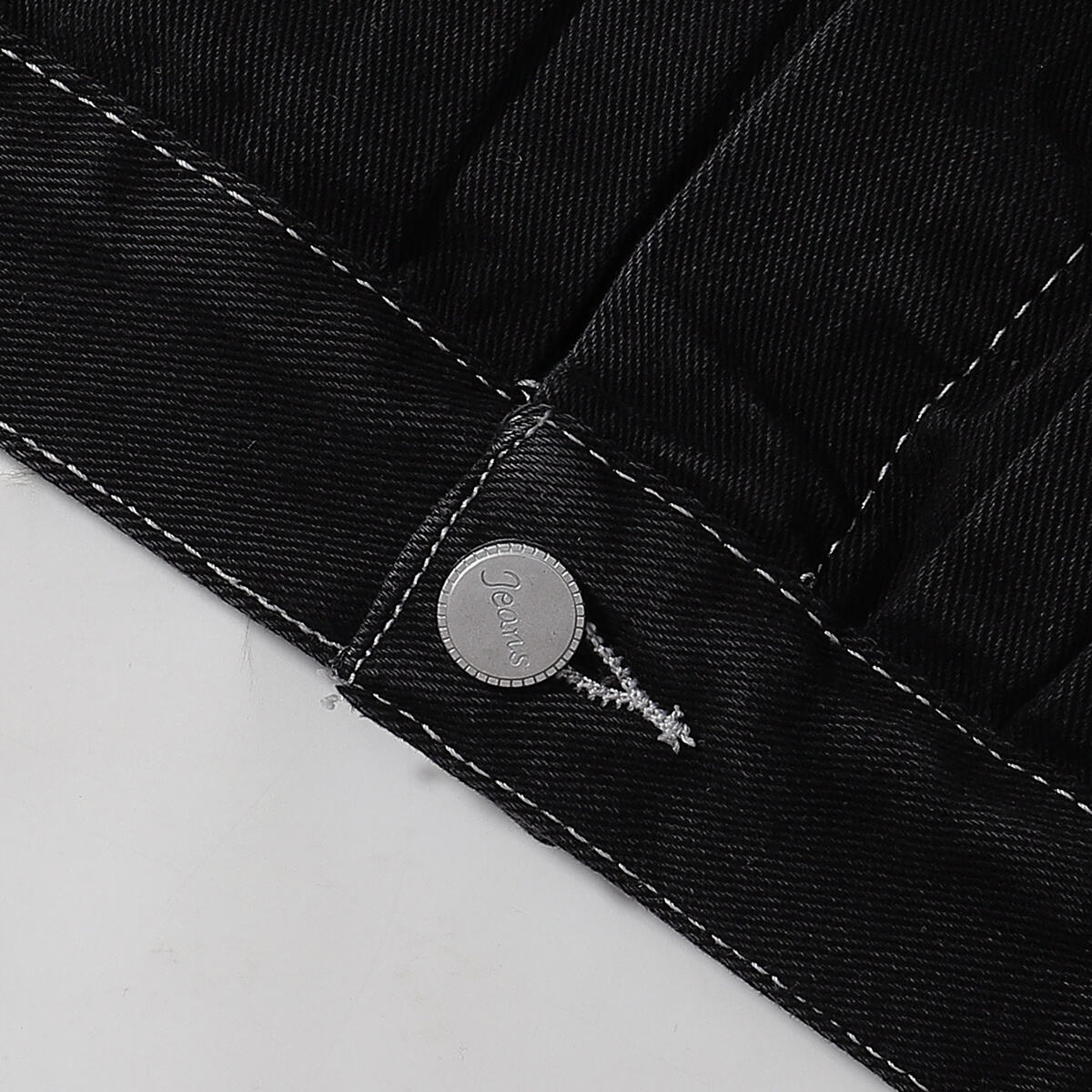 Abstract White Embroidery Denim Jacket