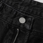 Black Acid Wash Distressed Wide Leg Denim Jeans