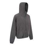 Vintage Washed Oversized Curved Stitch Zip Hoodie