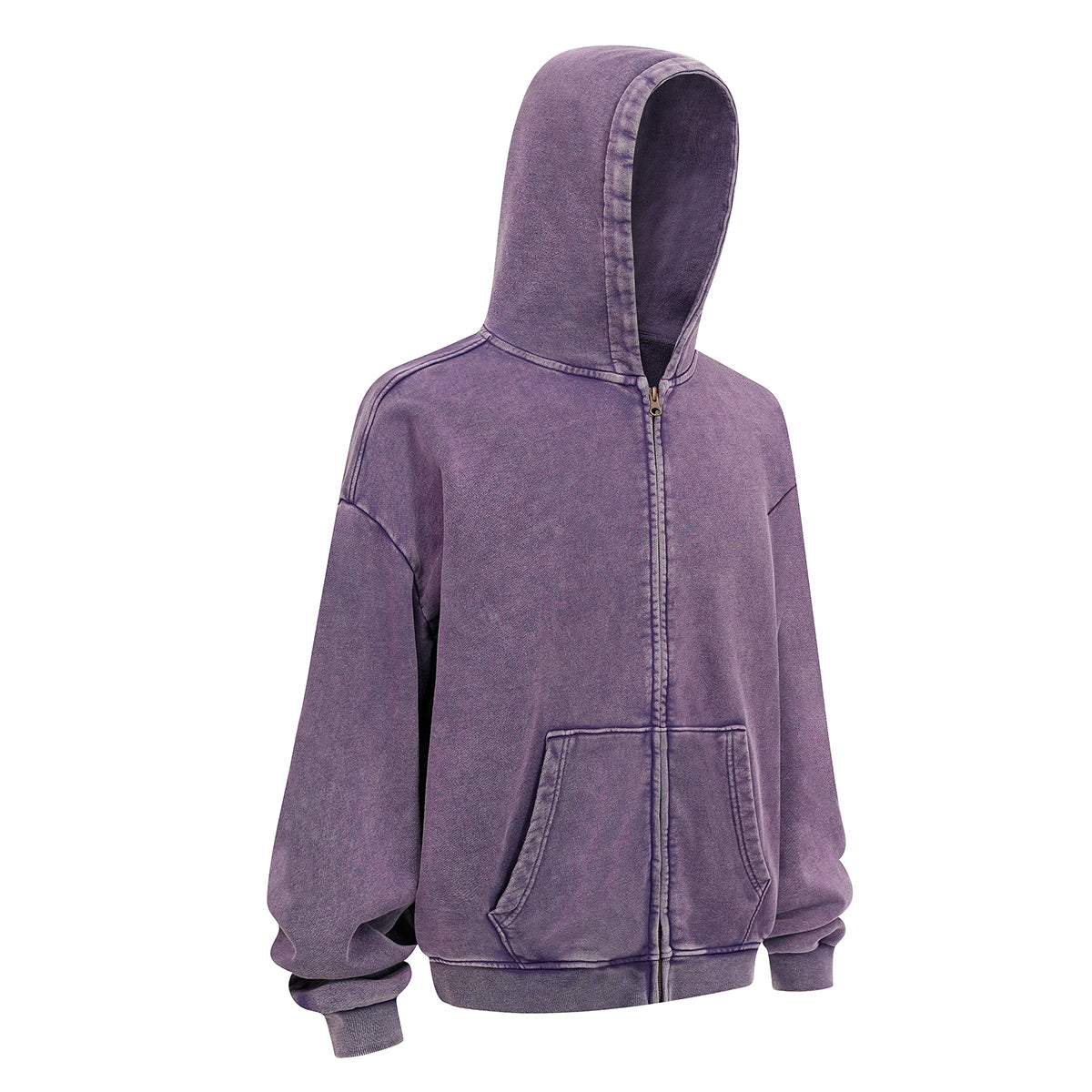 Double Yarn Vintage Washed Zippered Comfort Hoodie
