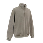Distressed Wash Comfort Zip Pullover Sweatshirt