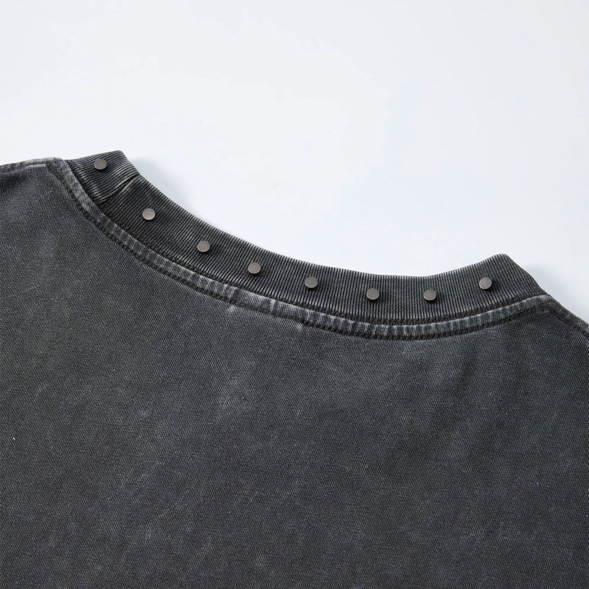 Vintage Washed Oversized Metal Rivet Neckline Tee
