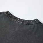 Vintage Washed Oversized Metal Rivet Neckline Tee
