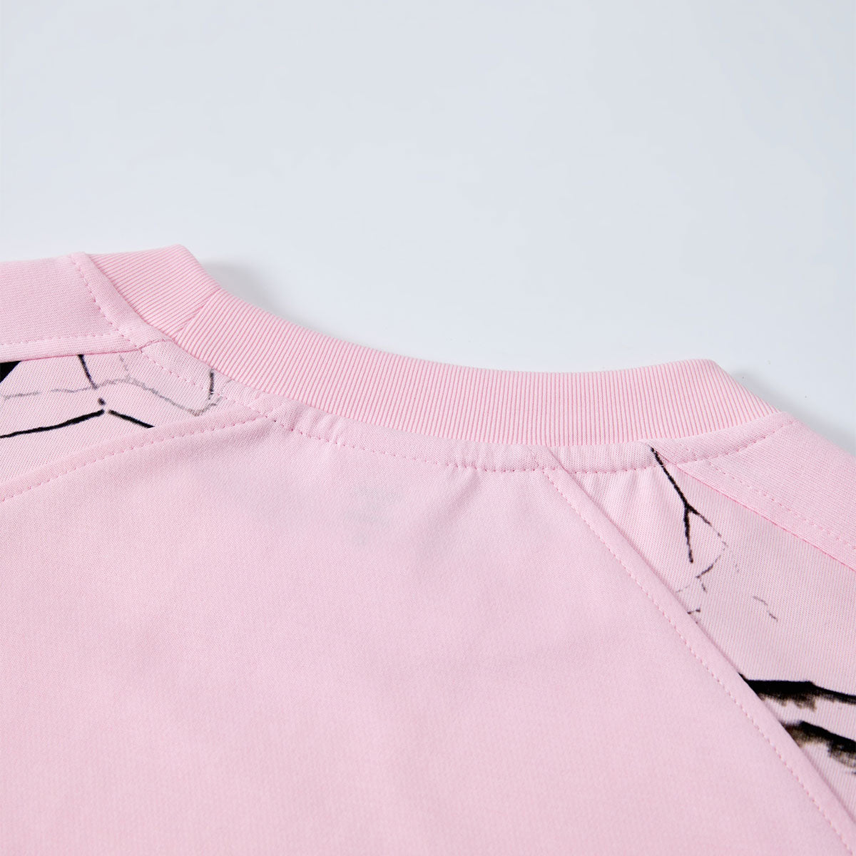 Pink Camo Raglan Sleeve Nature Print Casual Tee