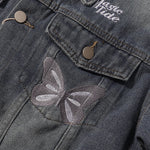 Butterfly Embroidery Denim Trucker Jacket