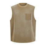 Chest Pocket Knit Sleeveless Relaxed Fit Muscle Tank
