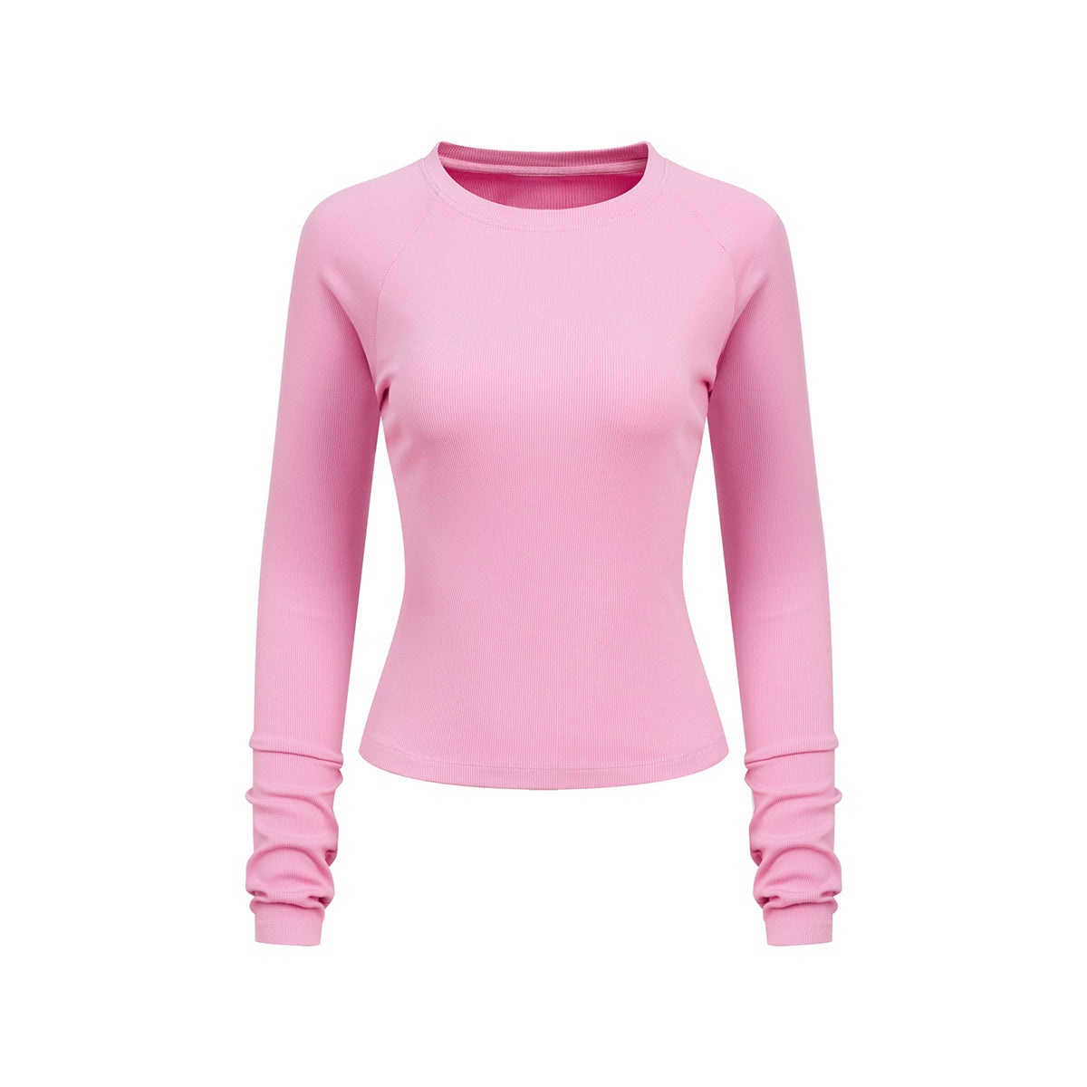 Crew-Neck Long Sleeve Ribbed Top