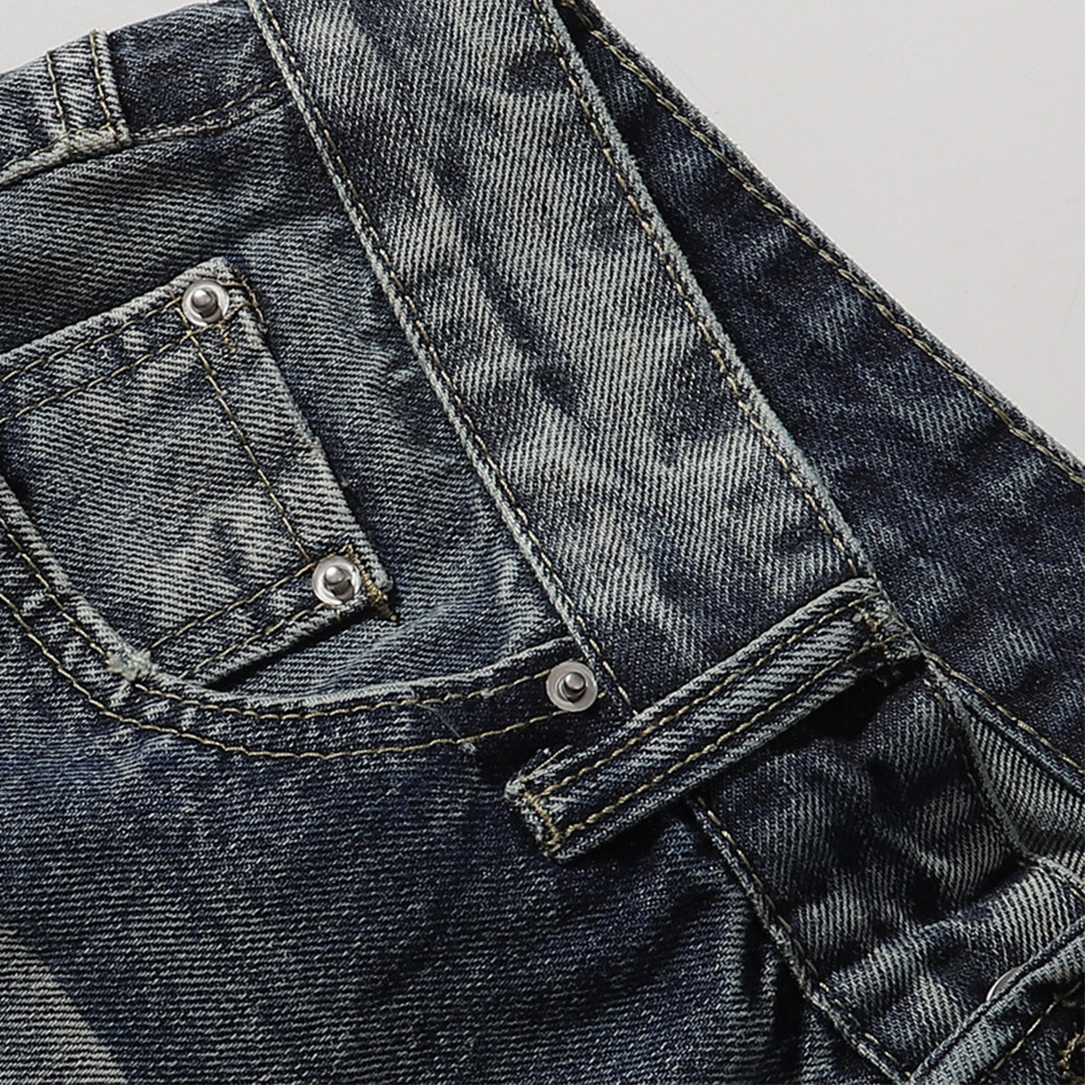 Vintage Washed Distressed Light Blue Wide Jeans