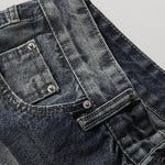 Vintage Washed Distressed Light Blue Wide Jeans