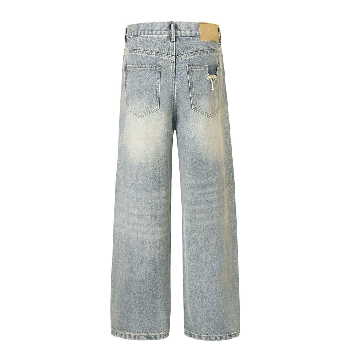Classic Faded Blue Distressed Denim Pants