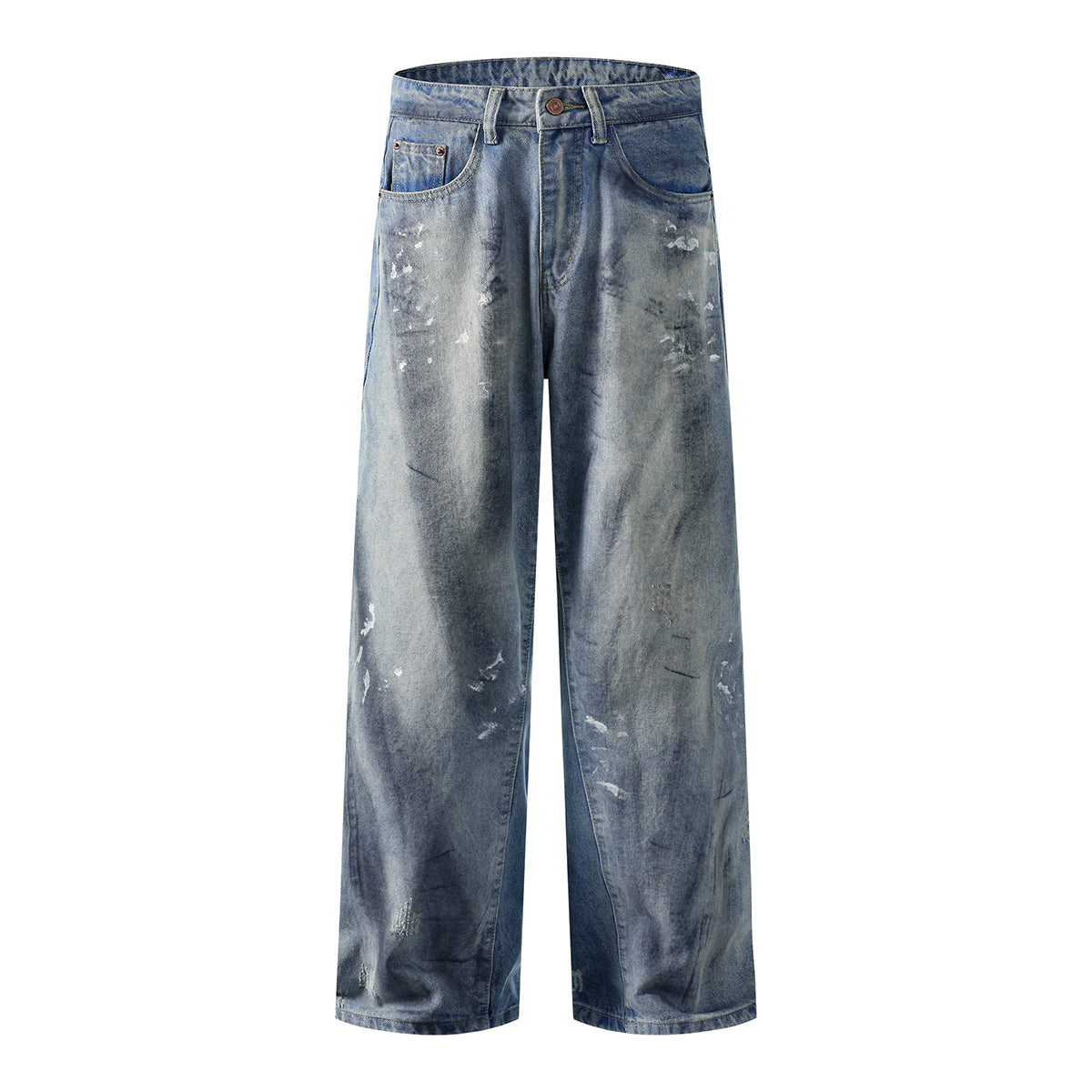 Paint Splatter Distressed Baggy Denim Pants