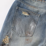 Paint Splatter Heavy Ripped Washed Jeans