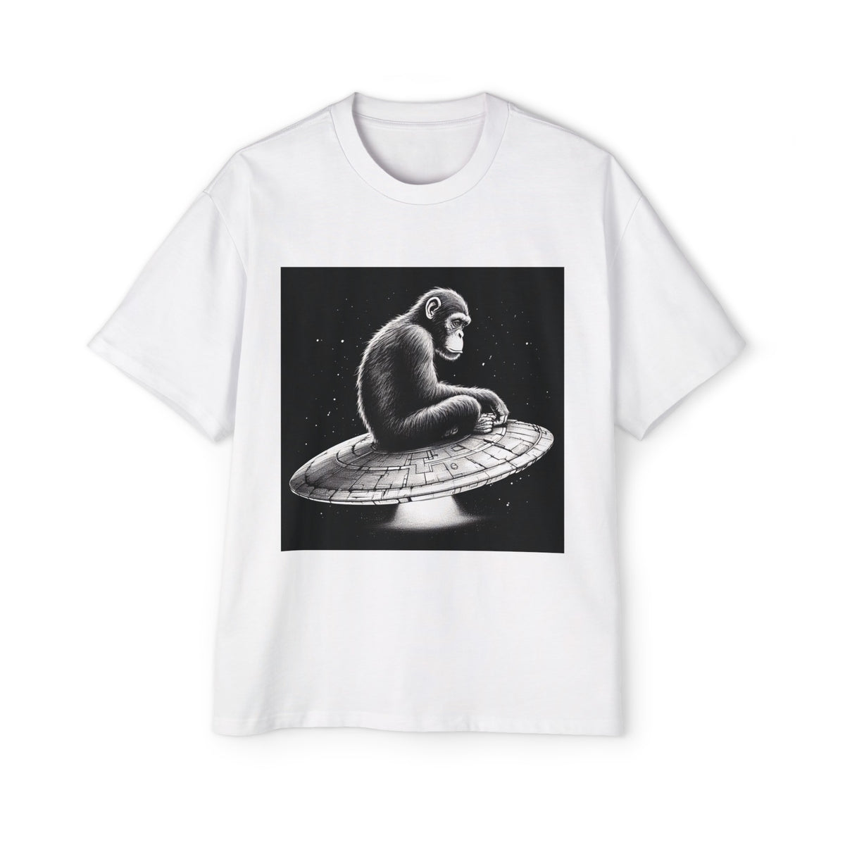 Lonely Monkey Sitting On UFO Graphic Tee-INNBLAC Fashion Apparel