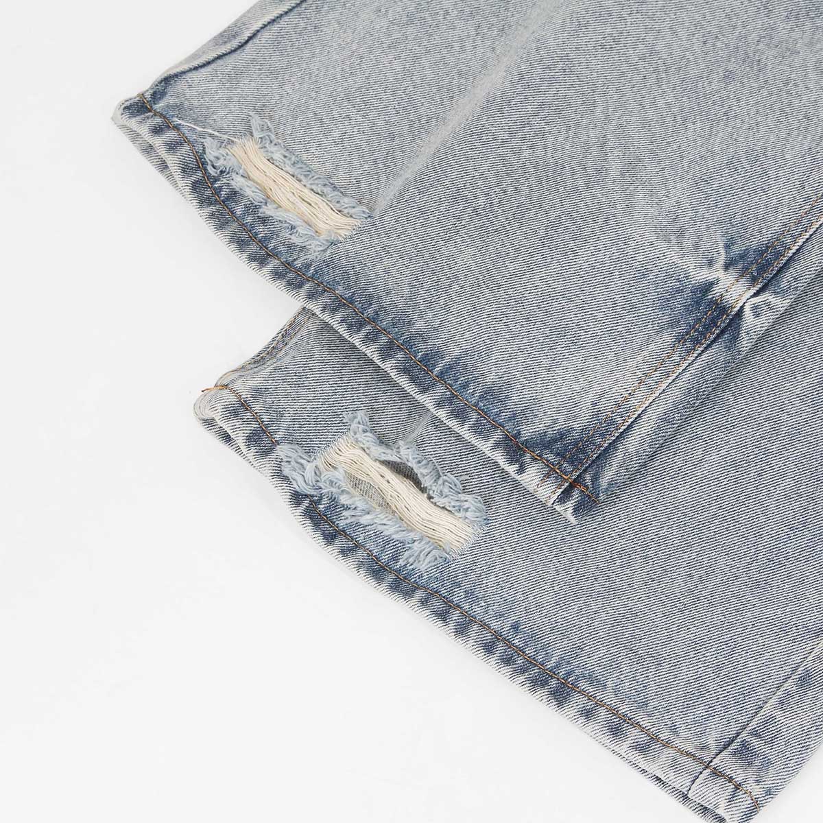 Light Blue Distressed Ripped Straight Jeans