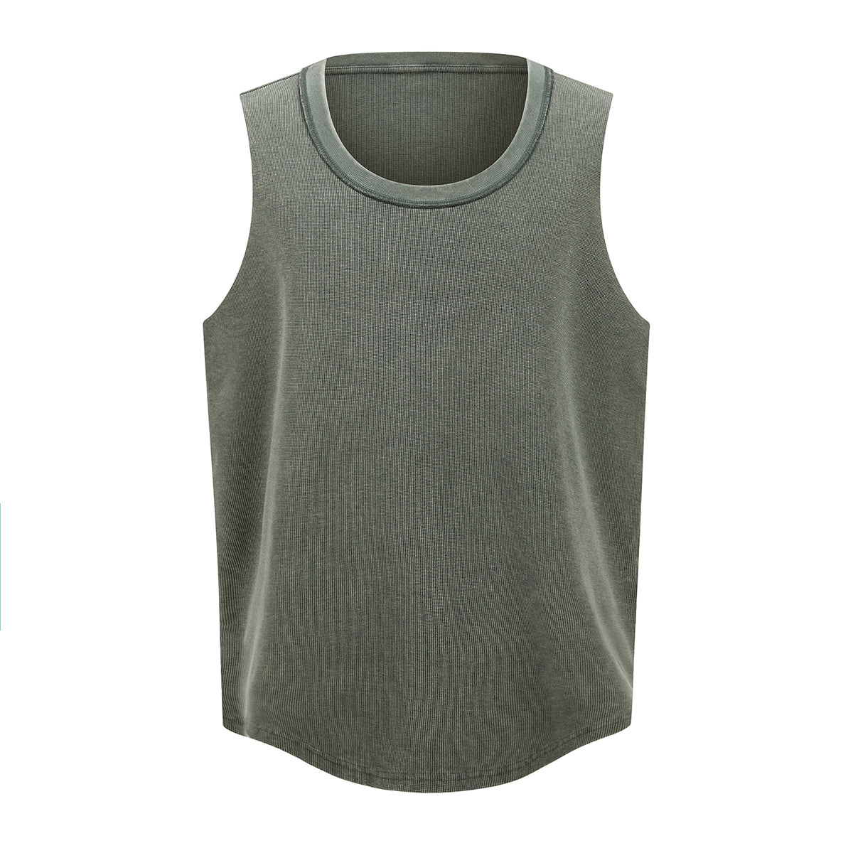 Wax-Dye Waffle Knit Vintage Washed U-Neck Vest