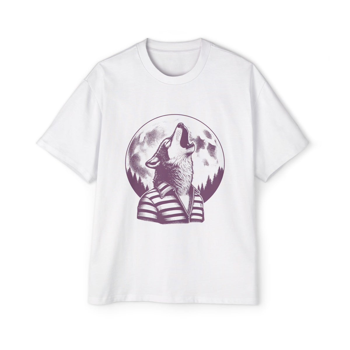 Wolf Howling Moon Night Retro Graphic Tee-INNBLAC Fashion Apparel