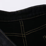 Black Leopard Print Denim Bermuda Shorts