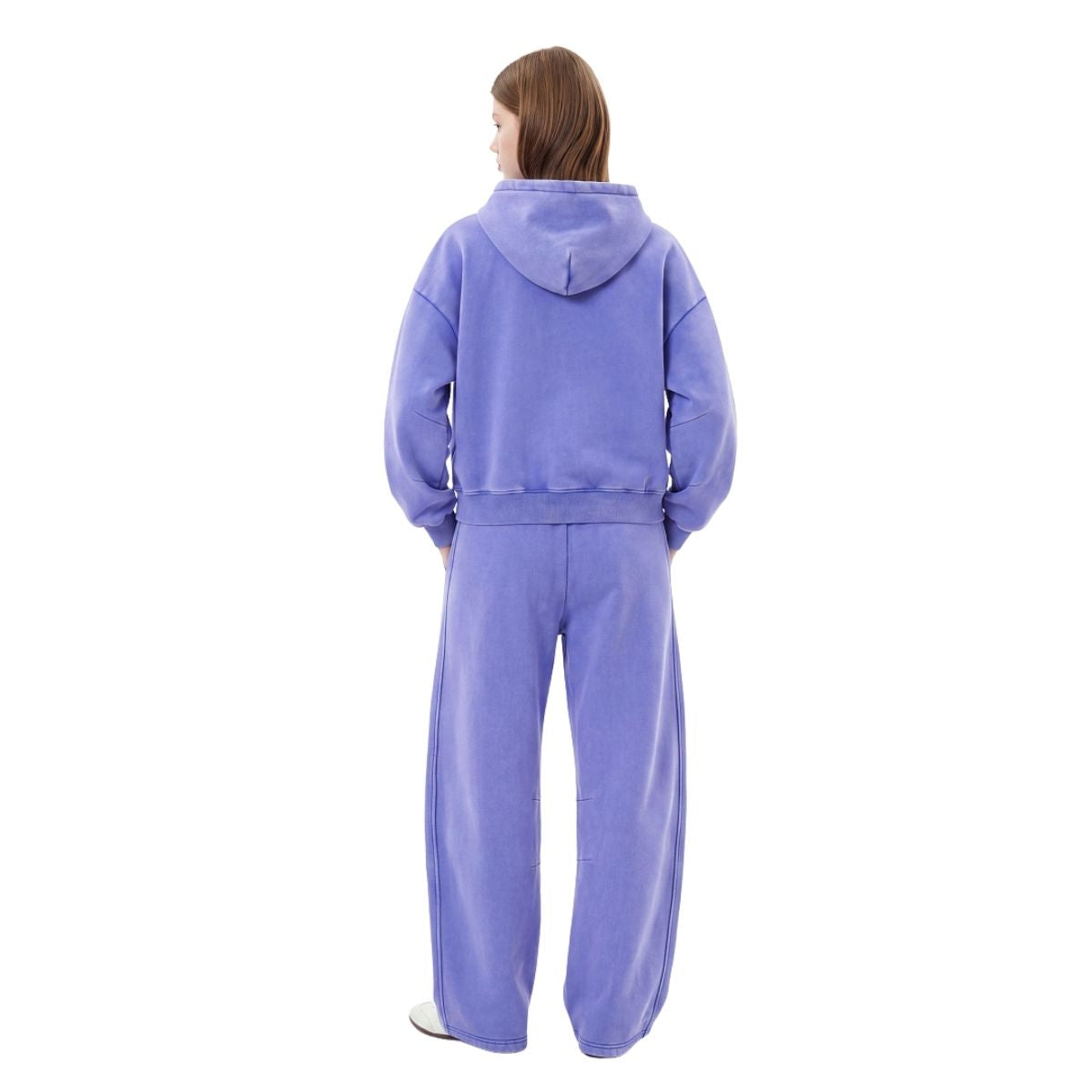 Vintage Washed Fleece‑Lined Elastic Waist Curved Leg Pants