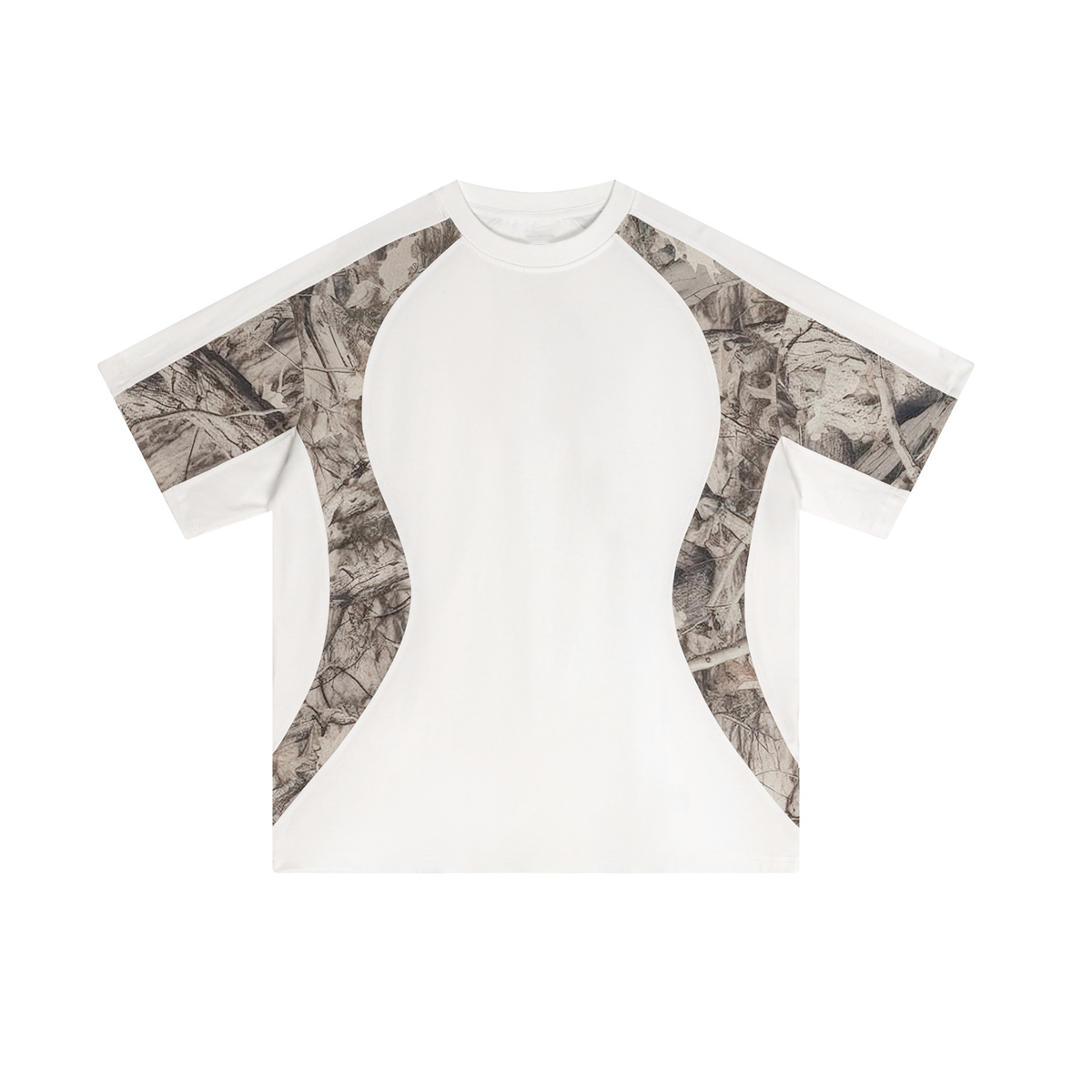 Curved Side Splice Contrast Panel Graphic Tee